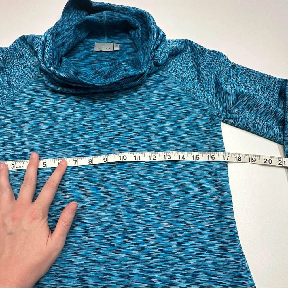 Athleta Teal Space Dye Cowl Neck Performance Fleece Lined Long Sleeve Top Small